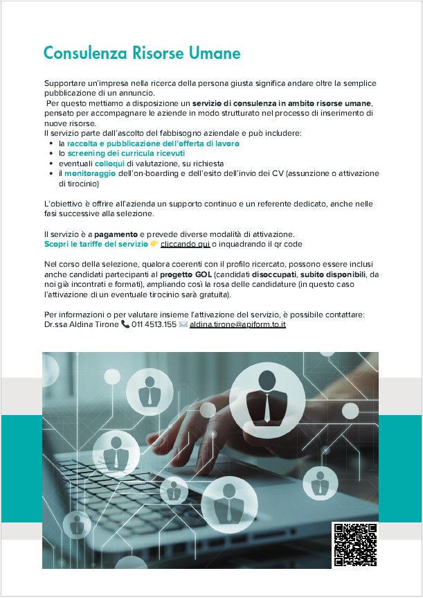 API Formazione - Materiale scaricabile, Carta dei servizi, Brochure, Catalogo corsi servizi al lavoro apiformazione